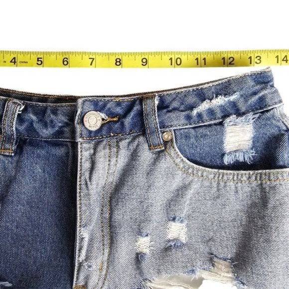 Missguided Ripped Two-Tone Denim Shorts - Picture 9 of 11